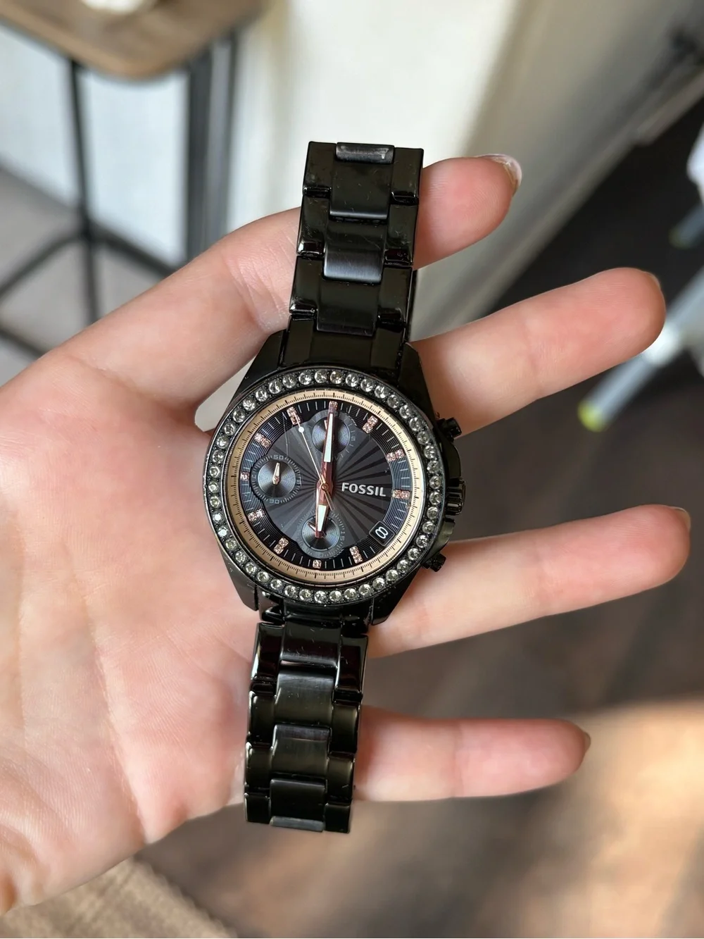 Fossil Decker Chronograph Black Stainless Steel Watch (Model: ES3596)